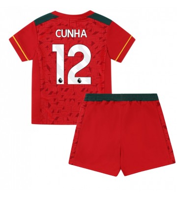 Wolves Matheus Cunha #12 Koszulka Wyjazdowych Dziecięca 2023-24 Krótki Rękaw (+ Krótkie spodenki)